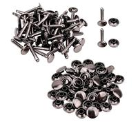 WedDecor Gunmetal, 50 Sets of 15mm Double Cap Rivets, Tubular Metal Studs for DIY Projects, Leather Crafting, Sewing & Clothing Repair - 15mm x 9mm Gunmetal Rivets for Crafts & Repairs