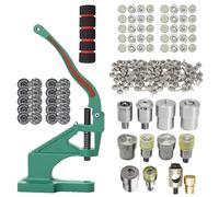 WedDecor Handbag & Purse Making Starter Set - Green Machine Hand Press with Tubular Rivets Caps, Magnetic Snap Clasps, Press Stud Buttons & Magnetic Clasp, Fixing Die Sets, Silver