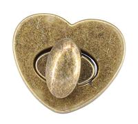 WedDecor Heart Shape Twist n Turn Clasp Lock Heart Shape Closure Replacement Fasteners Leather Bag, Purse, Art & Craft, DIY Projects, Bronze, 24mm x 29mm, 1pc