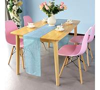 WedDecor Hessian Table Runner, 33cm x 275cm Natural Jute Table Runner Roll For Wedding Party, Farmhouse, Table Decor Burlap Jute Woven Fabric Sewed Edge, Light Blue