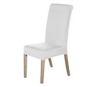 WedDecor High-Back Spandex Chair Covers for Dining Room, White, 2 Pack | Removable Washable Armless Chair Protective Stretch Slipcover for Kitchen, Wedding, Party, Banquet & Hotel