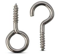 WedDecor Hooks and Eyes Screws, Heavy Duty Eye Hook Screw for Ceiling Hooks Muti-Function, Indoor & Outdoor Use, Hanging Mugs Plants, Keyring, 23mm, Silver, 50pcs