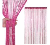WedDecor Hot Pink String Curtains Glitter Fringe Panel Fly Screen Room Divider Tassel Curtain for Doors, Doorway, Windows, Home Décor, Event Decoration, (90cm x 200cm)