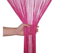 WedDecor Hot Pink String Curtains Glitter Fringe Panel Fly Screen Room Divider Tassel Curtain for Doors, Doorway, Windows, Home Décor, Event Decoration, (90cm x 200cm)