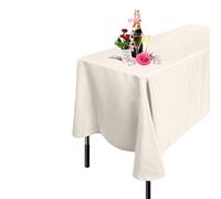 WedDecor Ivory Rectangular Tablecloth Large Durable Fabric Polyester Linen Table Cover Washable for Dining, Wedding Decoration, Birthday, Anniversary Party Events, 70 x 126 inch. Pack of 1