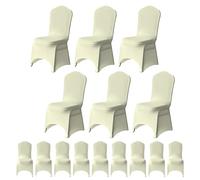 WedDecor Ivory Spandex Chair Cover Stretch Removable Slipcover Dining Room Wedding Decor, Christmas Party, Banquet, Anniversary, Birthday Decoration, 20pcs