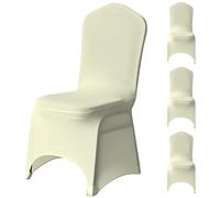 WedDecor Ivory Spandex Chair Cover Stretch Removable Slipcover Dining Room Wedding Decor, Christmas Party, Banquet, Anniversary, Birthday Decoration, 4pcs