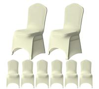 WedDecor Ivory Spandex Chair Cover Stretch Removable Slipcover Dining Room Wedding Decor, Christmas Party, Banquet, Anniversary, Birthday Decoration, 8pcs