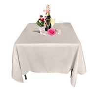 WedDecor Ivory Square Tablecloth 90 x 90 Inch Polyester Linen Fabric Table Cover Washable for Indoor Outdoor Dinner, Kitchen Dining, Weddings, Birthday, Anniversary Party Events, 2pcs