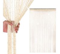 WedDecor Ivory String Curtains Glitter Fringe Panel Fly Screen Room Divider Tassel Curtain for Doors, Doorway, Windows, Home Décor, Event Decoration, (90cm x 200cm)