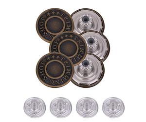 WedDecor Jeans Buttons Brass Tack Fasteners, Hammer on Aluminium Back Pin for Clothing Repair Denim Jackets, Pants, Skirts, Leatherwear, Bronze, 14mm, 10pcs