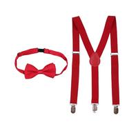 WedDecor Kids Suspenders and Bow Tie Burgundy 1 to 6 year Old Children - 60mm X 25mm, Adjustable Y Shaped Clip-On Suspenders with Solid Colour Bow Tie for Boys & Girls Fashion Accessory