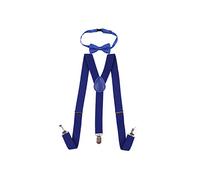 WedDecor Kids Suspenders With Solid Royal Blue Bow Tie and NeckTie Set - 85cm X 25mm, Adjustable Y Shaped Clip-On Suspenders For Boys & Girls - Kids Fashion Accessory for All Occasions