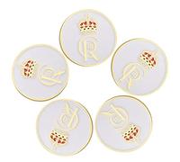 WedDecor King Charles Birthday Pin Badge Colorful Design Memorabilia Royal Crown Lapel Metal Brooch Commemorative Souvenir Gifts Men Women Kids Students, Emblem White & Gold, 5pcs