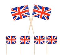WedDecor King Coronation Union Jack Cocktail Mix Food & Cupcake Picks Toppers Sticks For BBQ, Sports Royal Party Theme Events, Party Supply Decorations, 50pcs
