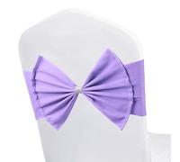 WedDecor Lavender Elastic Chair Covers Sashes with Buckle Bows, Stretch Chair Cover Band with Buckle Slider, Spandex Chair Sashes for Wedding Parties, Receptions, Banquets, Chair Decoration - 10pcs