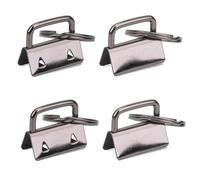 WedDecor Leather Key Fob Wristlet with Metal Split Ring - Key Fob Set with Webbing Strap Clamps, Durable Metal Key Fob Clamps for Keychains, DIY Crafting, and Stylish Accessories, Gunmetal, 50pcs