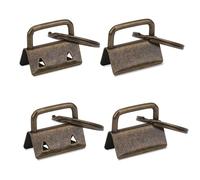 WedDecor Leather Key Fob Wristlet with Metal Split Ring - Key Fob Set with Webbing Strap Clamps, Durable Metal Key Fob Clamps for Keychains, DIY Crafting, and Stylish Accessories, Brown, 5pcs