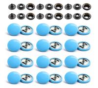 WedDecor Light Blue 15mm Press Studs Heavy Duty Metal Nickle Free 4 Parts Snap Fasteners Rivets Button for Leather Crafts, Jackets, Bags, Straps, Jeans, Clothes Repair - Pack of 10