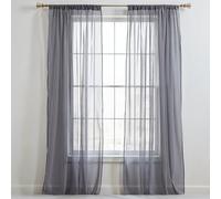 WedDecor Light Filtering Grey Sheer Curtains 90" x 56" - 2 Panel Voile Drapes with Rod Pole Pocket for Windows, Doors, Living Room, Bedroom, Patio, Kitchen, Hotel, and Café Use