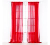 WedDecor Light Filtering Red Sheer Curtains 90" x 56" - 2 Panel Voile Drapes with Rod Pole Pocket for Windows, Doors, Living Room, Bedroom, Patio, Kitchen, Hotel, and Café Use