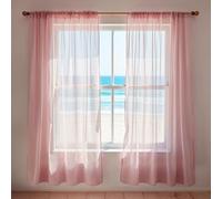 WedDecor Light Filtering Rose Gold Sheer Curtains 72" x 56" - 2 Panel Voile Drapes with Rod Pole Pocket for Windows, Doors, Living Room, Bedroom, Patio, Kitchen, Hotel, and Café Use