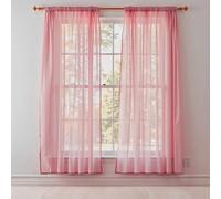 WedDecor Light Filtering Rose Sheer Curtains 72" x 56" - 2 Panel Voile Drapes with Rod Pole Pocket for Windows, Doors, Living Room, Bedroom, Patio, Kitchen, Hotel, and Café Use