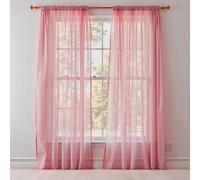 WedDecor Light Filtering Rose Sheer Curtains 81" x 56" - 2 Panel Voile Drapes with Rod Pole Pocket for Windows, Doors, Living Room, Bedroom, Patio, Kitchen, Hotel, and Café Use