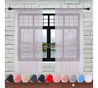 WedDecor Light Filtering Silver Sheer Curtains 72" x 56" - 2 Panel Voile Drapes with Rod Pole Pocket for Windows, Doors, Living Room, Bedroom, Patio, Kitchen, Hotel, and Café Use