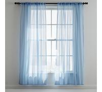 WedDecor Light Filtering Sky Blue Sheer Curtains 72" x 56" - 2 Panel Voile Drapes with Rod Pole Pocket for Windows, Doors, Living Room, Bedroom, Patio, Kitchen, Hotel, and Café Use