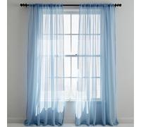 WedDecor Light Filtering Sky Blue Sheer Curtains 90" x 56" - 2 Panel Voile Drapes with Rod Pole Pocket for Windows, Doors, Living Room, Bedroom, Patio, Kitchen, Hotel, and Café Use