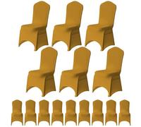 WedDecor Light Gold Spandex Chair Cover Stretch Removable Slipcover Dining Room Wedding Decor, Christmas Party, Banquet, Anniversary, Birthday Decoration, 20pcs