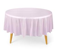 WedDecor Light Pink Plastic Tablecloth 84 Inch Round Party Disposable Table Covers for Indoor & Outdoor Birthday, Picnic, Christmas, Weddings, Baby Shower, Party Decorations, 1pc
