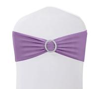Weddecor Lilac Purple 15cm x 70cm Spandex Chair Bands Sash Tie Bow Elastic Bands with Buckle Slider for Wedding Party Chair Covers Decoration Events Supplies (Single)