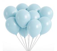 Weddecor Macaron Colour Pastel Balloons Helium-Grade 10 inch Balloon for Anniversary, Birthday, Baby Shower, Festive Decorations, Children's Event Supply, Blue, 100pcs