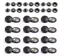 WedDecor Matt Black 15mm Press Studs Heavy Duty Metal Nickle Free 4 Parts Snap Fasteners Rivets Button for Leather Crafts, Jackets, Bags, Straps, Jeans, Clothes Repair - Pack of 50
