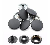 WedDecor Matte Black 15mm Press Studs Heavy Duty Metal Nickle Free 4 Parts Snap Fasteners Rivets Button for Leather Crafts, Jackets, Bags, Straps, Jeans, Clothes Repair - Pack of 10