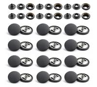 WedDecor Matte Black 15mm Press Studs Heavy Duty Metal Nickle Free 4 Parts Snap Fasteners Rivets Button for Leather Crafts, Jackets, Bags, Straps, Jeans, Clothes Repair - Pack of 10