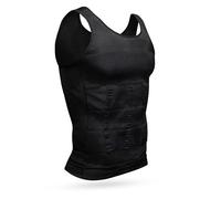 WedDecor Men’s Black Compression Vest - Slimming Body Shaper Tank for Chest, Boobs, Belly & Waist Support - Shaping Undershirt for Fat Burn, Posture & Workout Wear - L, Black, 1pc
