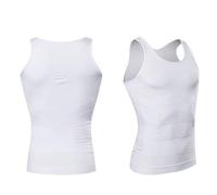 WedDecor Men's Sleeveless Slimming Vest, Tummy Tank Top Body Shaper, Compression Shirt, Elastic Shapewear, Tummy Control Undershirt for Men, Comfortable Waist Compression, UK - L, White, 1pc