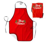 WedDecor Merry Christmas Printed Red Aprons for Women & Men, Butchers Apron Novetly Xmas Gifts Holiday Cooking Kitchen Chefs Apron, Stocking Fillers Secret Santa Gifts for Christmas Decorations