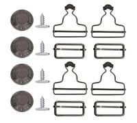 WedDecor Metal Dungaree Buckles with Tri-Glide Sliders and No-Sew Jean Buttons - Durable Adjustable Fasteners for Bib Overalls, Fashion Design & Handmade Tailoring Projects