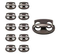 WedDecor Metal Push Button Twin Hole Cord Lock Spring Loaded Toggle Stopper for Shoelaces, Jackets, Sportswear, Clothing, Backpacks, Luggage, DIY Craft Projects (Gunmetal, 20pcs)