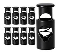 WedDecor Metal Push Button Twin Hole Cord Lock Spring Loaded Toggle Stopper for Shoelaces, Jackets, Sportswear, Clothing, Backpacks, Luggage, DIY Craft Projects (Black, 20pcs)