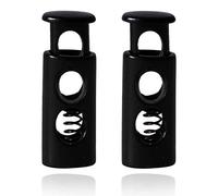 WedDecor Metal Push Button Twin Hole Cord Lock Spring Loaded Toggle Stopper for Shoelaces, Jackets, Sportswear, Clothing, Backpacks, Luggage, DIY Craft Projects (Black, 10pcs)