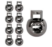 WedDecor Metal Push Button Twin Hole Cord Lock Spring Loaded Toggle Stopper for Shoelaces, Jackets, Sportswear, Clothing, Backpacks, Luggage, DIY Craft Projects (Gunmetal Black, 5pcs)