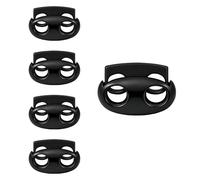 WedDecor Metal Push Button Twin Hole Cord Lock Spring Loaded Toggle Stopper for Shoelaces, Jackets, Sportswear, Clothing, Backpacks, Luggage, DIY Craft Projects (Black, 5pcs)