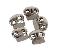 WedDecor Metal Push Button Twin Hole Cord Lock Spring Loaded Toggle Stopper for Shoelaces, Jackets, Sportswear, Clothing, Backpacks, Luggage, DIY Craft Projects (Silver, 5pcs)