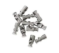 WedDecor Metal Push Button Twin Hole Cord Lock Spring Loaded Toggle Stopper for Shoelaces, Jackets, Sportswear, Clothing, Backpacks, Luggage, DIY Craft Projects (Silver, 20pcs)