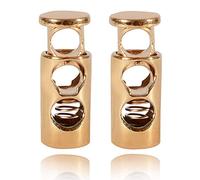 WedDecor Metal Push Button Twin Hole Cord Lock Spring Loaded Toggle Stopper for Shoelaces, Jackets, Sportswear, Clothing, Backpacks, Luggage, DIY Craft Projects (Gold, 5pcs)